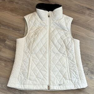 VTG Y2K Nike grey tag white quilted insulated full zip vest sz medium
